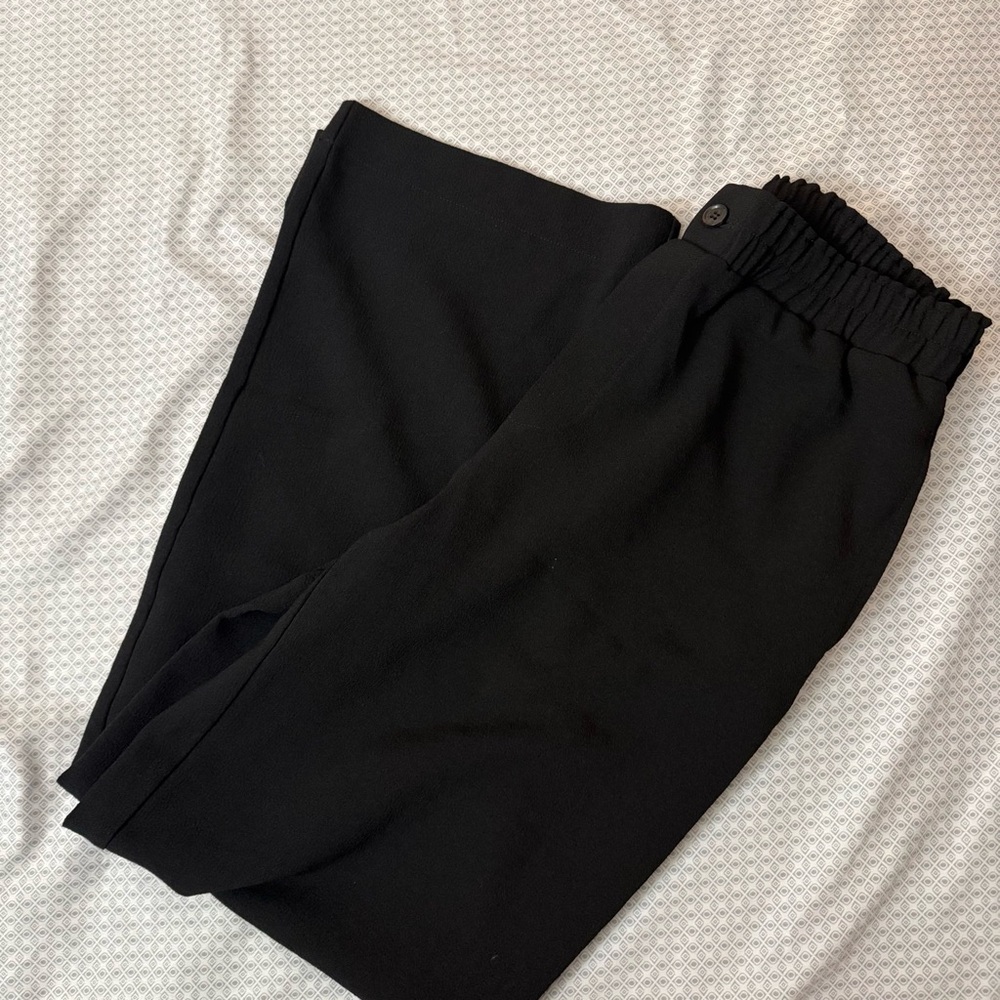 Ganni Black Elastic Waist Clark Trousers - US 4